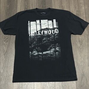 Hard Rock Cafe Limited Edition Black Hollywood Short Sleeve Tee Front Graphic